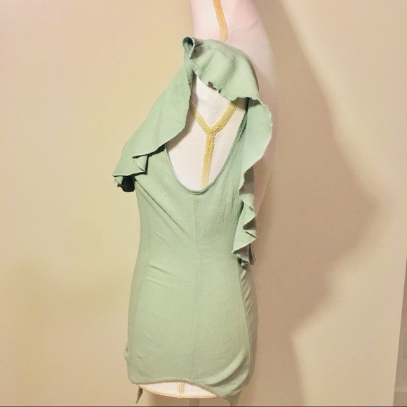 NWT Free People Ruffled Light Green Body Suit - Picture 5 of 8